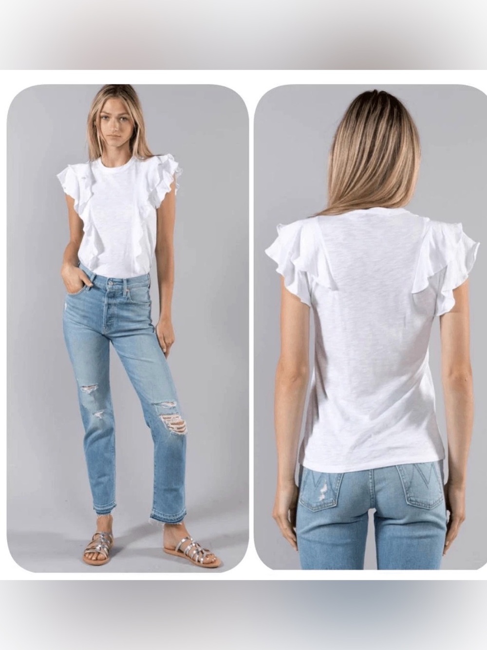 VERONICA BEARD BEA RUFFLE T-SHIRT XS